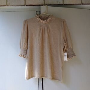 NWT Anthropologie 100% Cashmere Short Sleeve Sweater, size XL